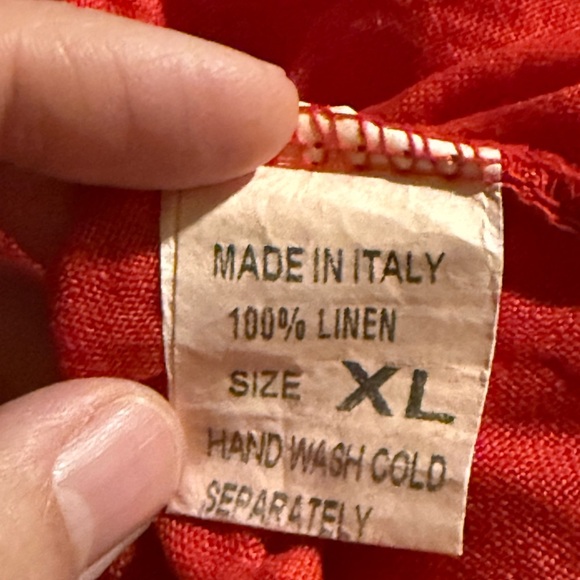 Giusy Women’s Dress Red 100% Linen Tiered Short Sleeve Shift, size XL - Picture 9 of 10